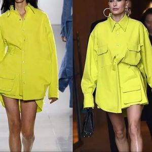 YELLOW- LEMON LIME GREEN CARGO BUTTON UP SKIRT COORD SET